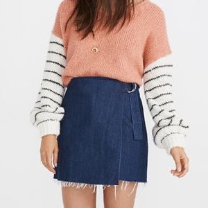 Madewell Denim Raw-Hem Mini Wrap Skirt